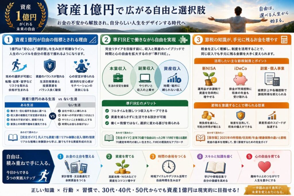 【実例】資産1億円で広がる生活の自由度と選択肢の変化を解説🔎
