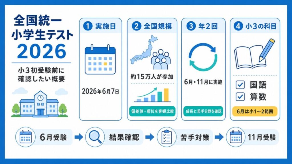 【📅全国統一小学生テスト2026】小3初受験前に確認したい日程と概要の整理