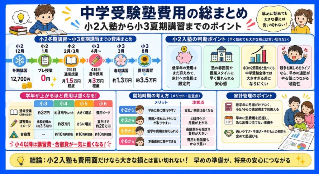 【中学受験塾費用】小2入塾から小3夏期講習までの総まとめ