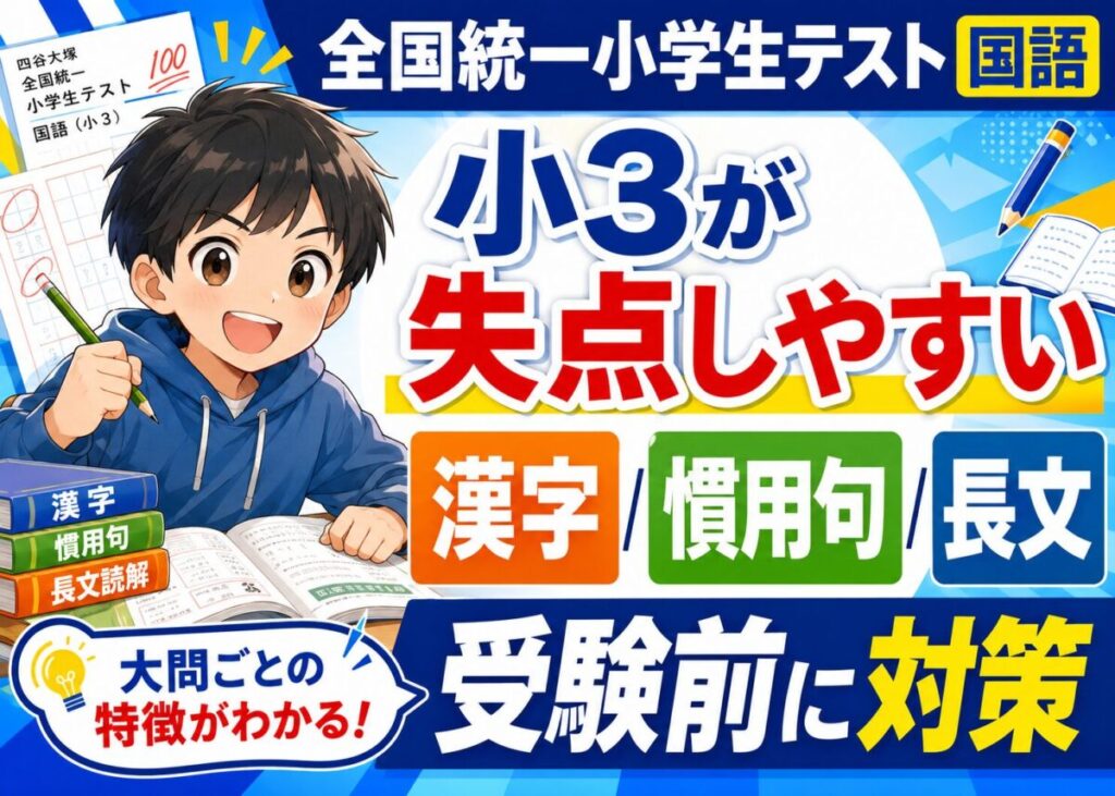 【全国統一小学生テスト小3国語】漢字/言葉/慣用句/長文の対策