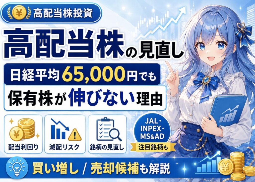 【高配当株】日経平均65000円でも保有株が伸びない理由と買い増し