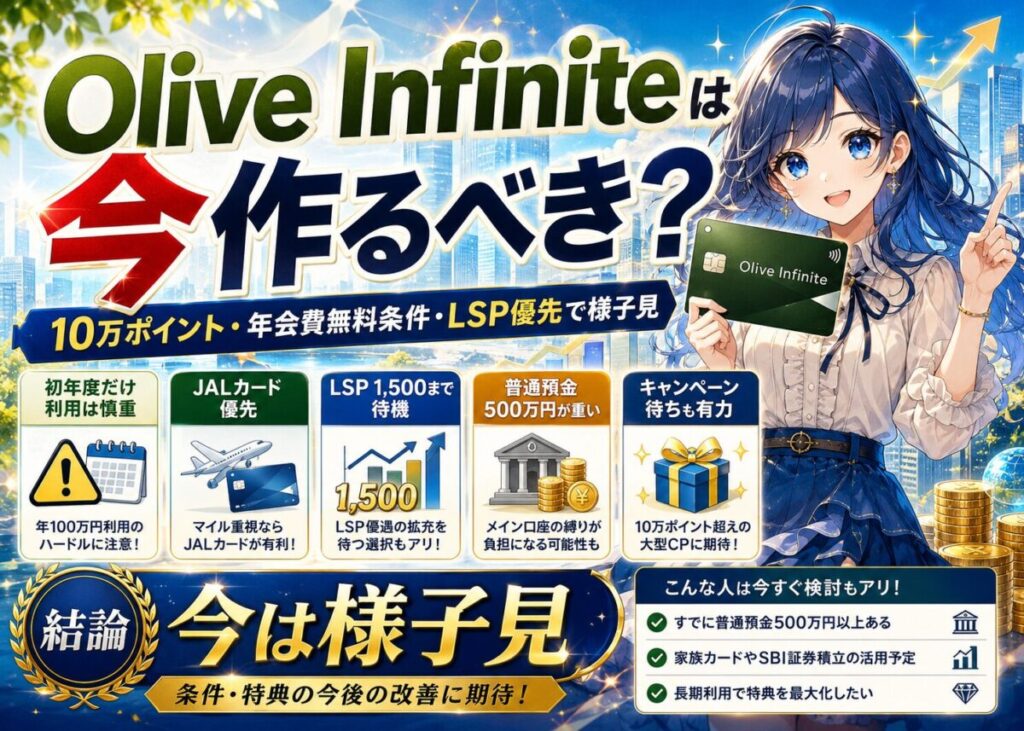 【Olive Infinite登場の私の判断】10万ポイント/年会費無料/LSP優先