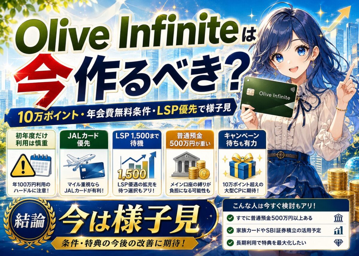 【Olive Infinite登場の私の判断】10万ポイント/年会費無料/LSP優先