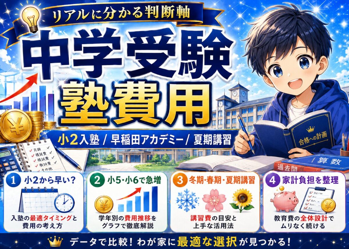 【中学受験塾費用】小2入塾/早稲田アカデミー/小3夏期講習の家計負担