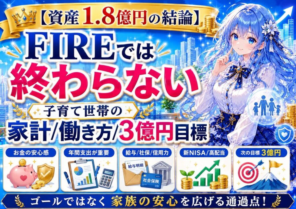 【資産1.8億円の結論】FIRE後も迷わない子育て世帯の家計/働き方/目標