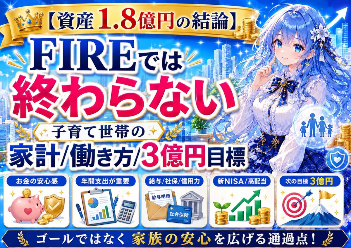 【資産1.8億円の結論】FIRE後も迷わない子育て世帯の家計/働き方/目標