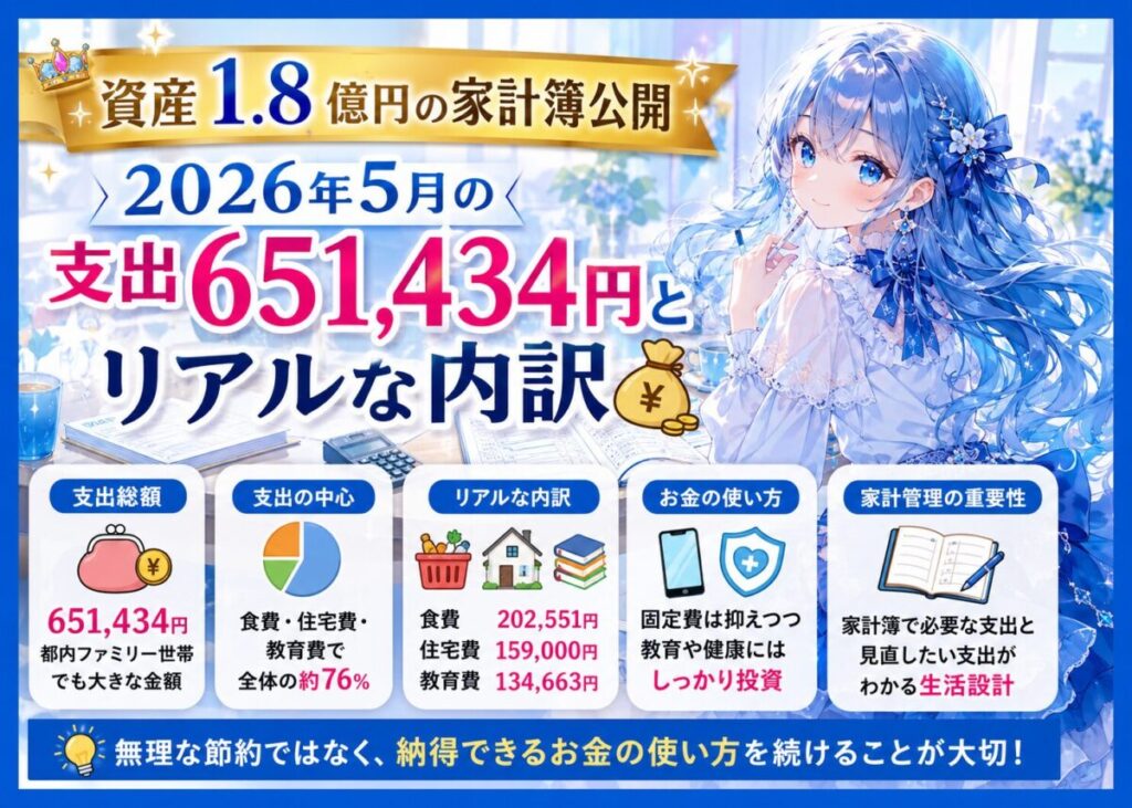【資産1.8億円の家計簿】2026年5月支出65万円のリアルな内訳と見直し