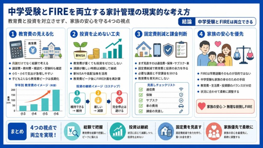【まとめ】中学受験とFIREを両立する家計管理の現実的な考え方