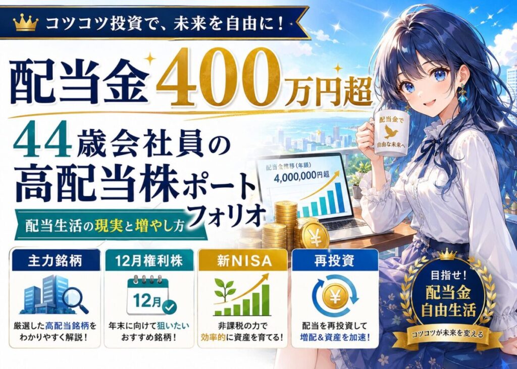 【配当金400万円超】44歳会社員の高配当株ポートフォリオ実例と配当生活