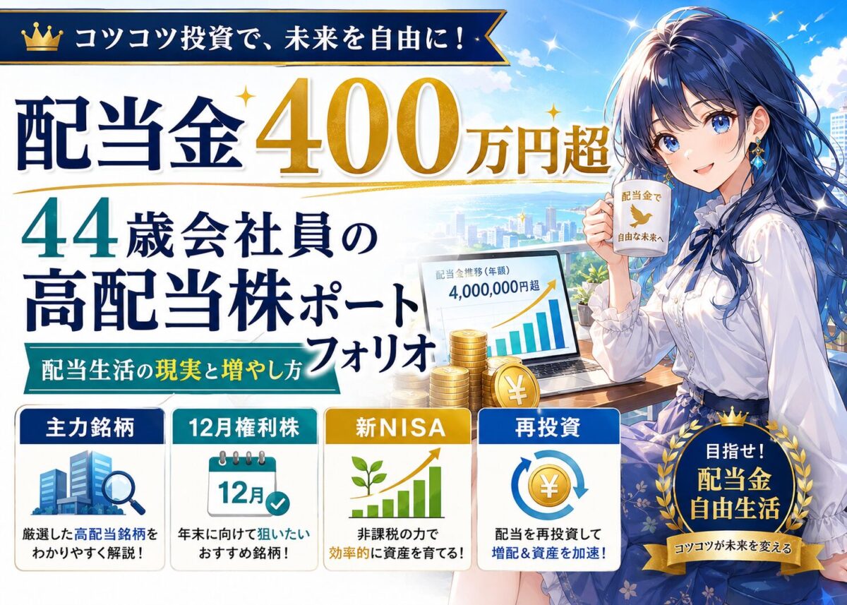【配当金400万円超】44歳会社員の高配当株ポートフォリオ実例と配当生活