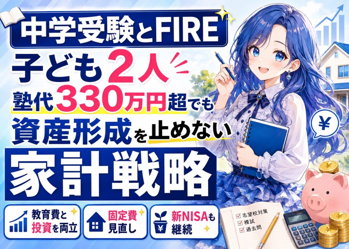 【中学受験とFIRE】子ども2人/塾代330万円超でも続ける資産形成術