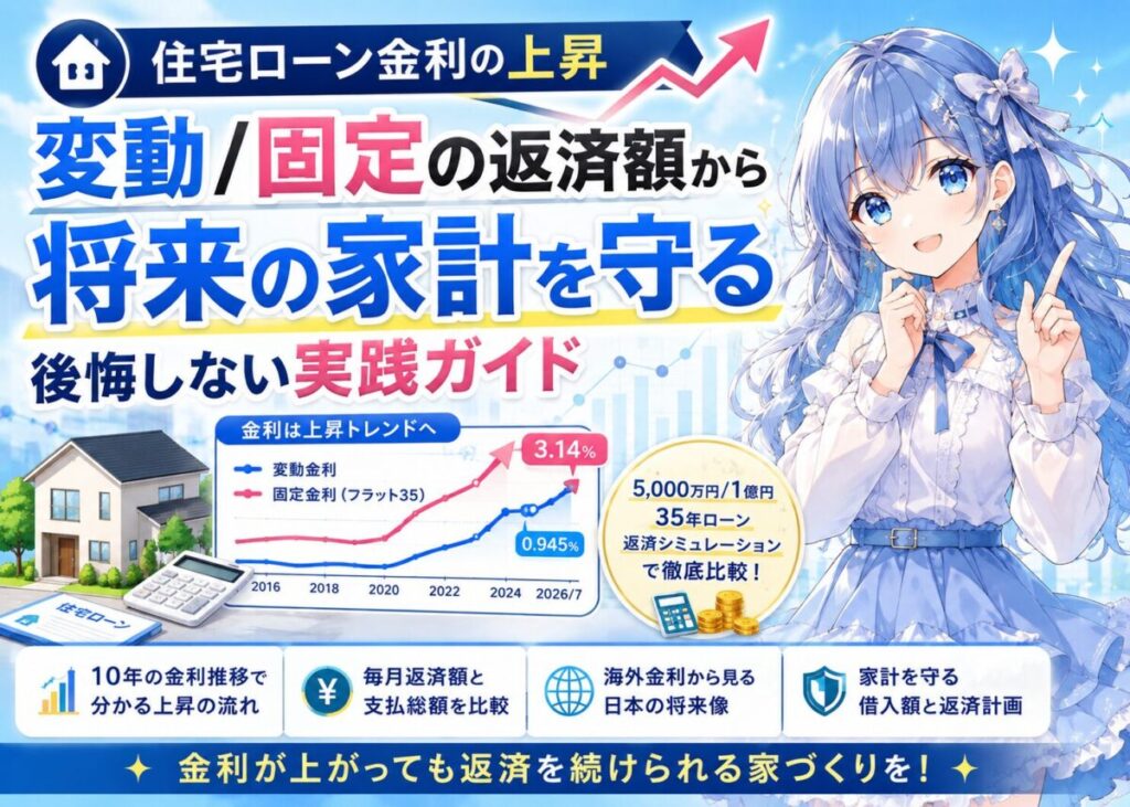 🏠【住宅ローン金利の上昇】変動/固定の返済額と将来リスクから考える無理のない借入額の判断基準